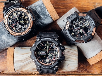 雙顯設計同時搭載「雙重感應器」CASIO G-SHOCK MASTER OF G 陸海空玫瑰金系列...